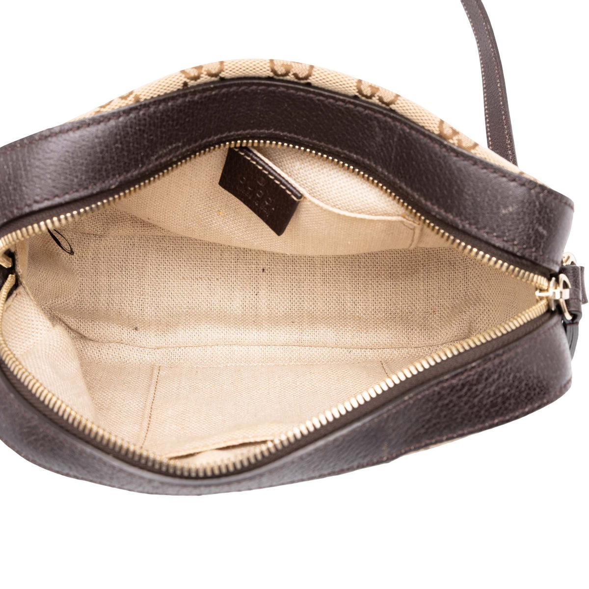 Gucci GG Canvas Webby Bee Camera Bag — Beige
