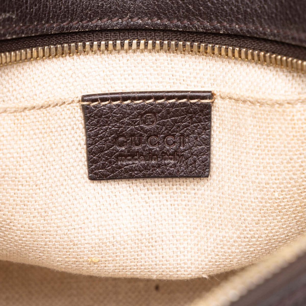 Gucci GG Canvas Webby Bee Camera Bag — Beige