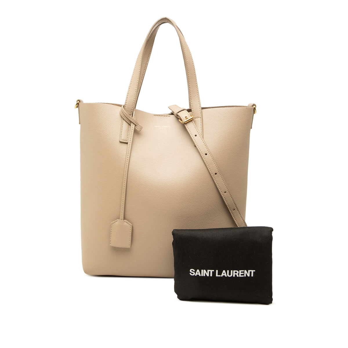 Saint Laurent Toy Leather North South Shopping Tote — Beige