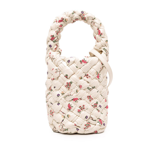 Bottega Veneta Small Floral Printed Leather Intrecciato Kalimero Bucket Bag
