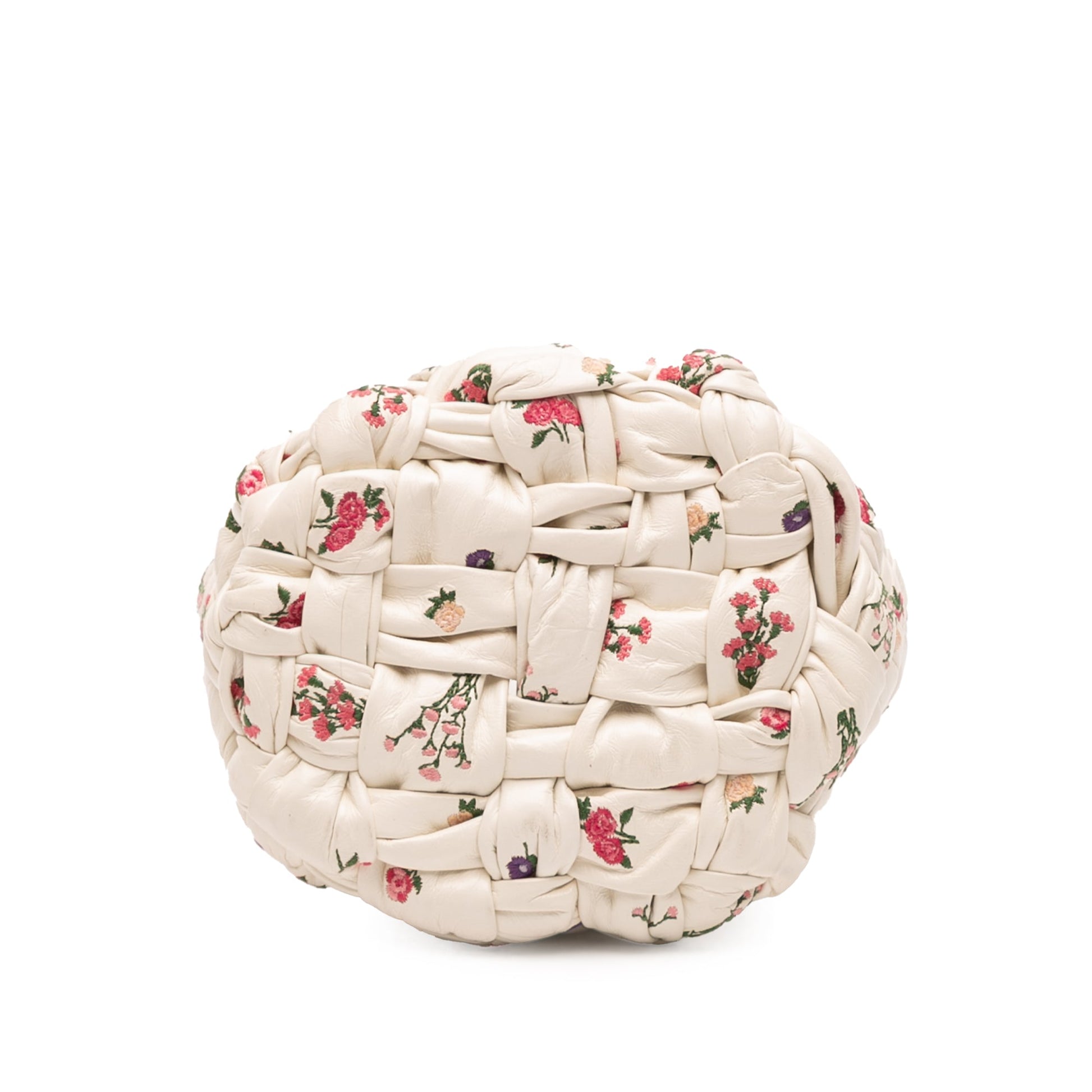Bottega Veneta Small Floral Printed Leather Intrecciato Kalimero Bucket Bag