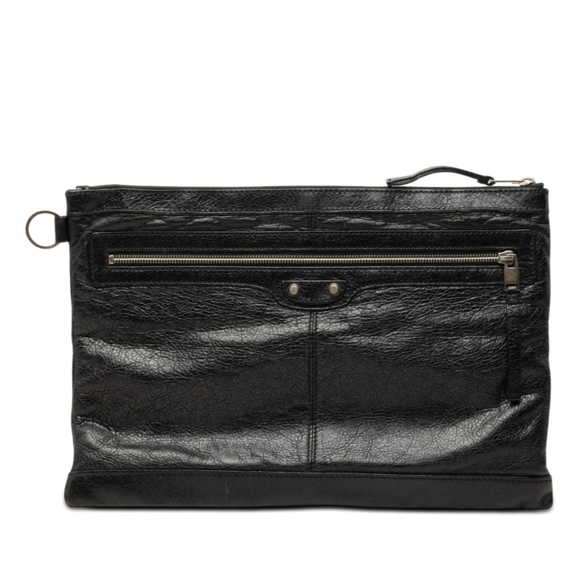 Balenciaga Lambskin Motocross Classic Clip Clutch L