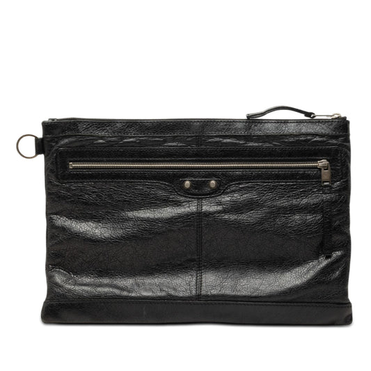 Balenciaga Lambskin Motocross Classic Clip Clutch L