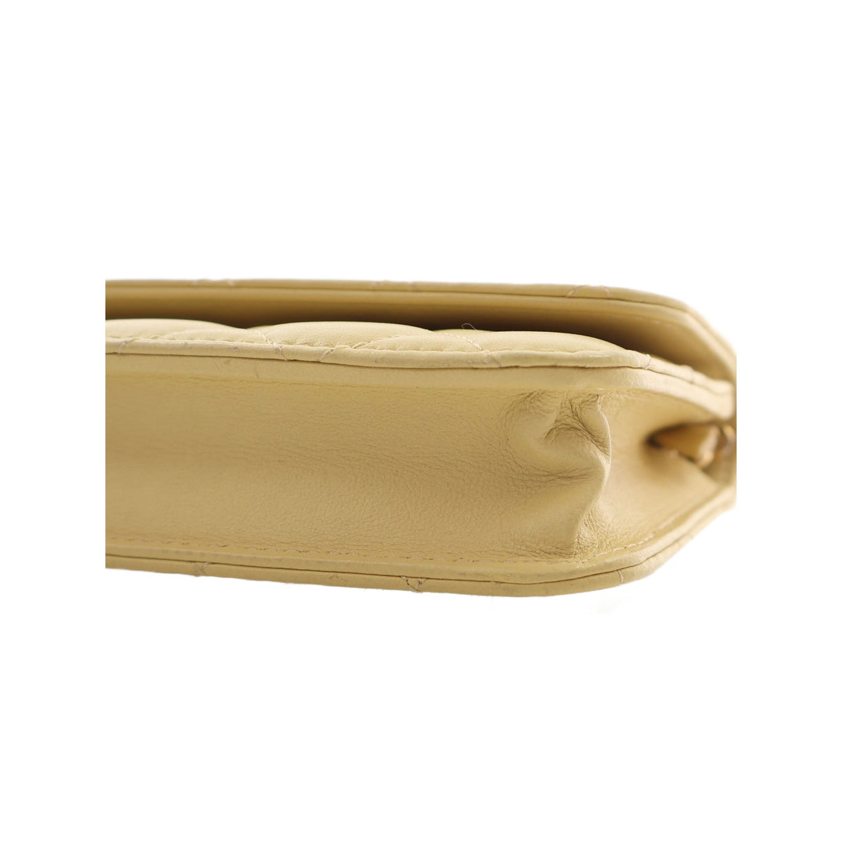 Chanel CC Quilted Lambskin Clutch With Chain — Yellow