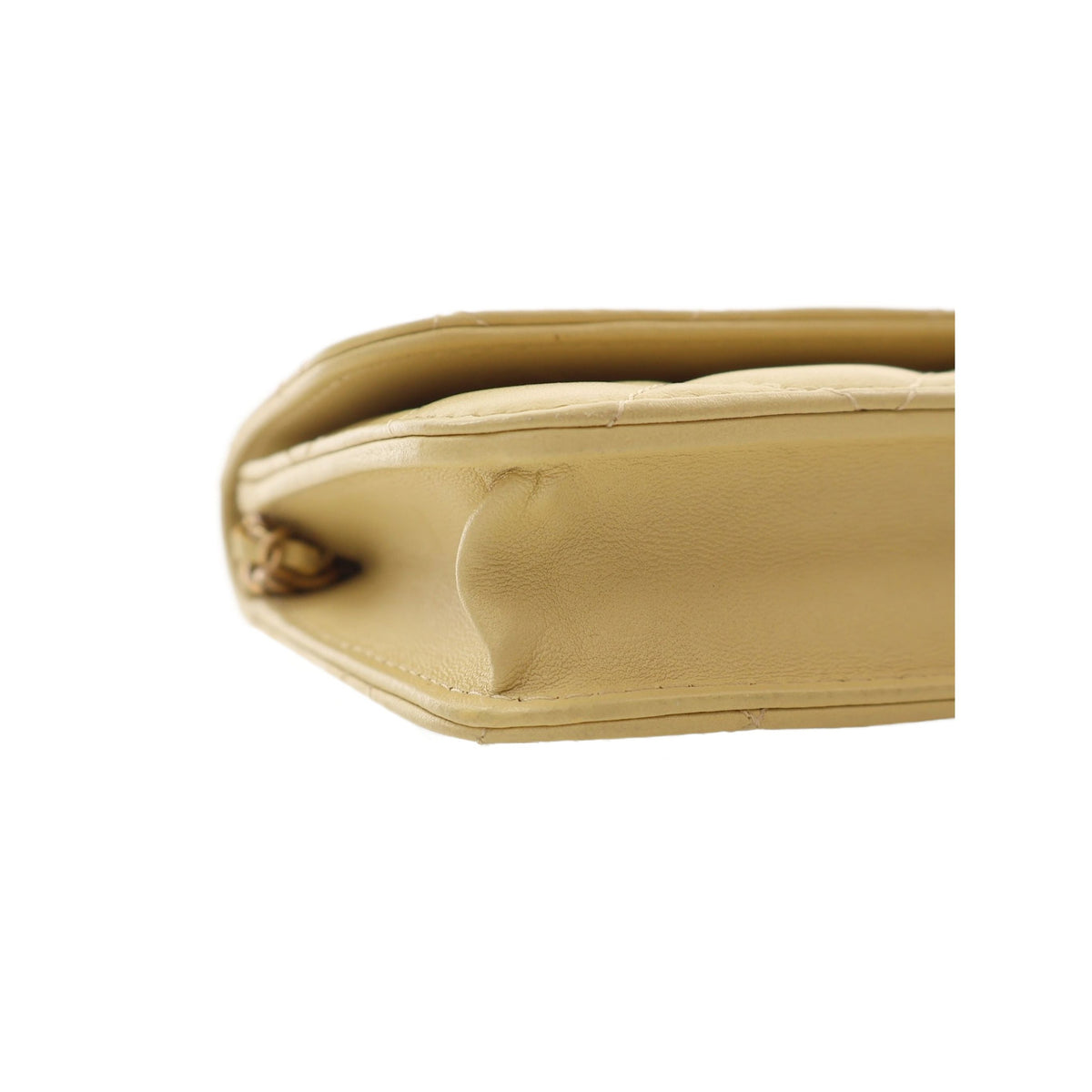 Chanel CC Quilted Lambskin Clutch With Chain — Yellow