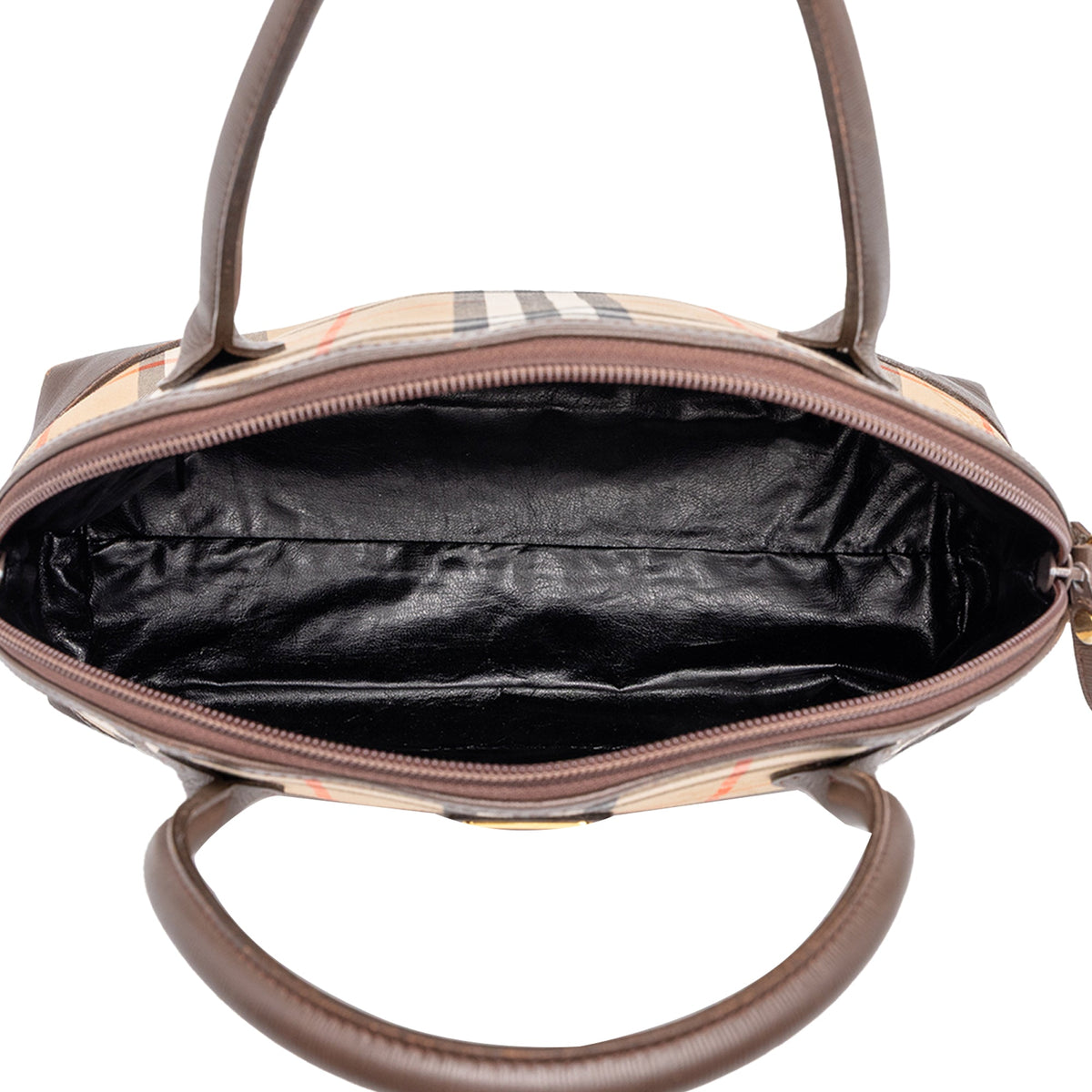 Burberry Haymarket Check Canvas Dome Satchel — Beige