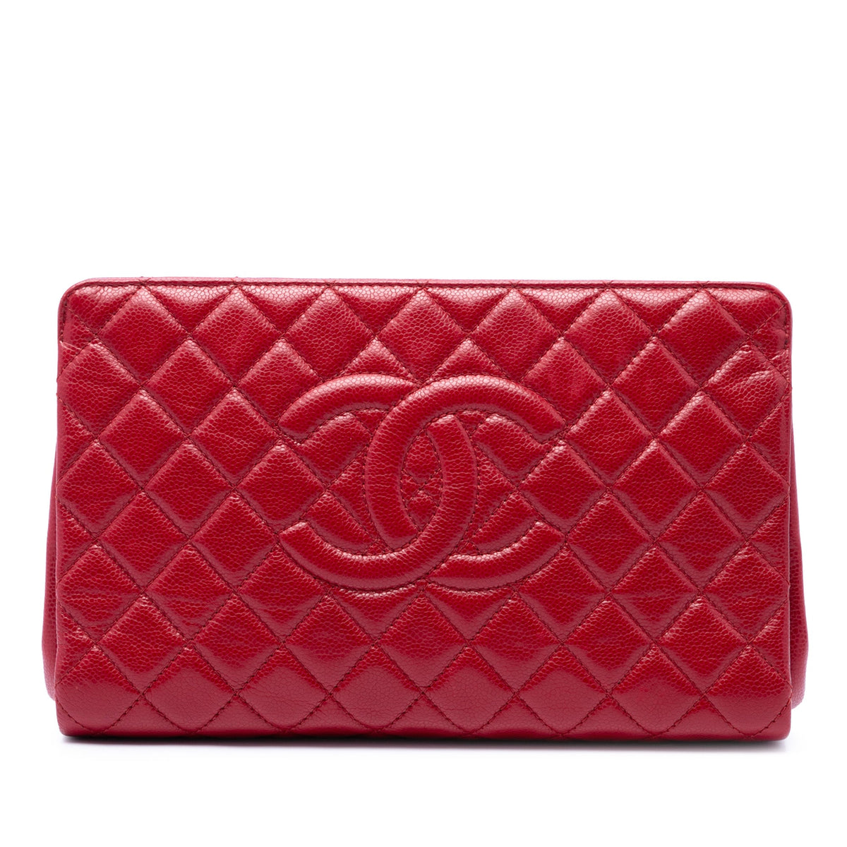 Chanel CC Quilted Caviar Frame Clutch