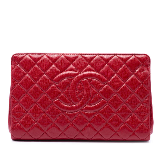 Chanel CC Quilted Caviar Frame Clutch