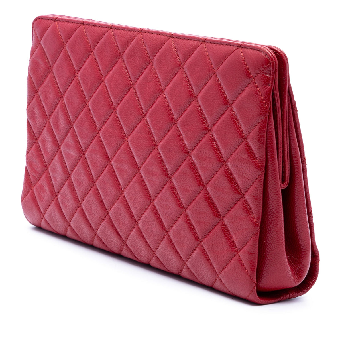 Chanel CC Quilted Caviar Frame Clutch