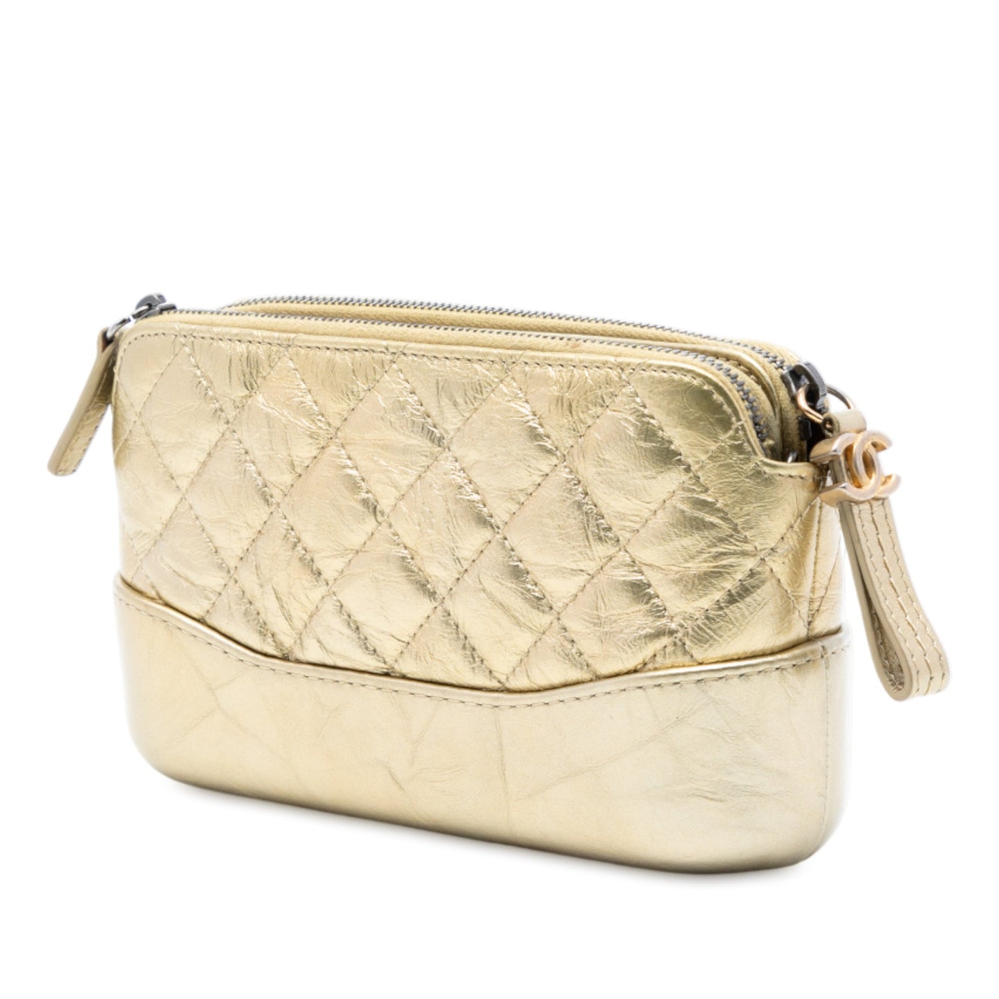 Chanel Quilted Metallic Aged Calfskin Gabrielle Clutch With Chain