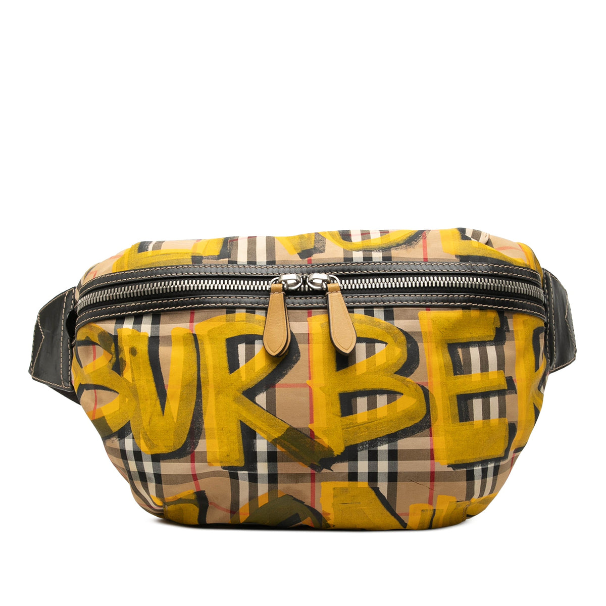 Burberry Large House Check Canvas Graffiti Sony Belt Bag — Beige