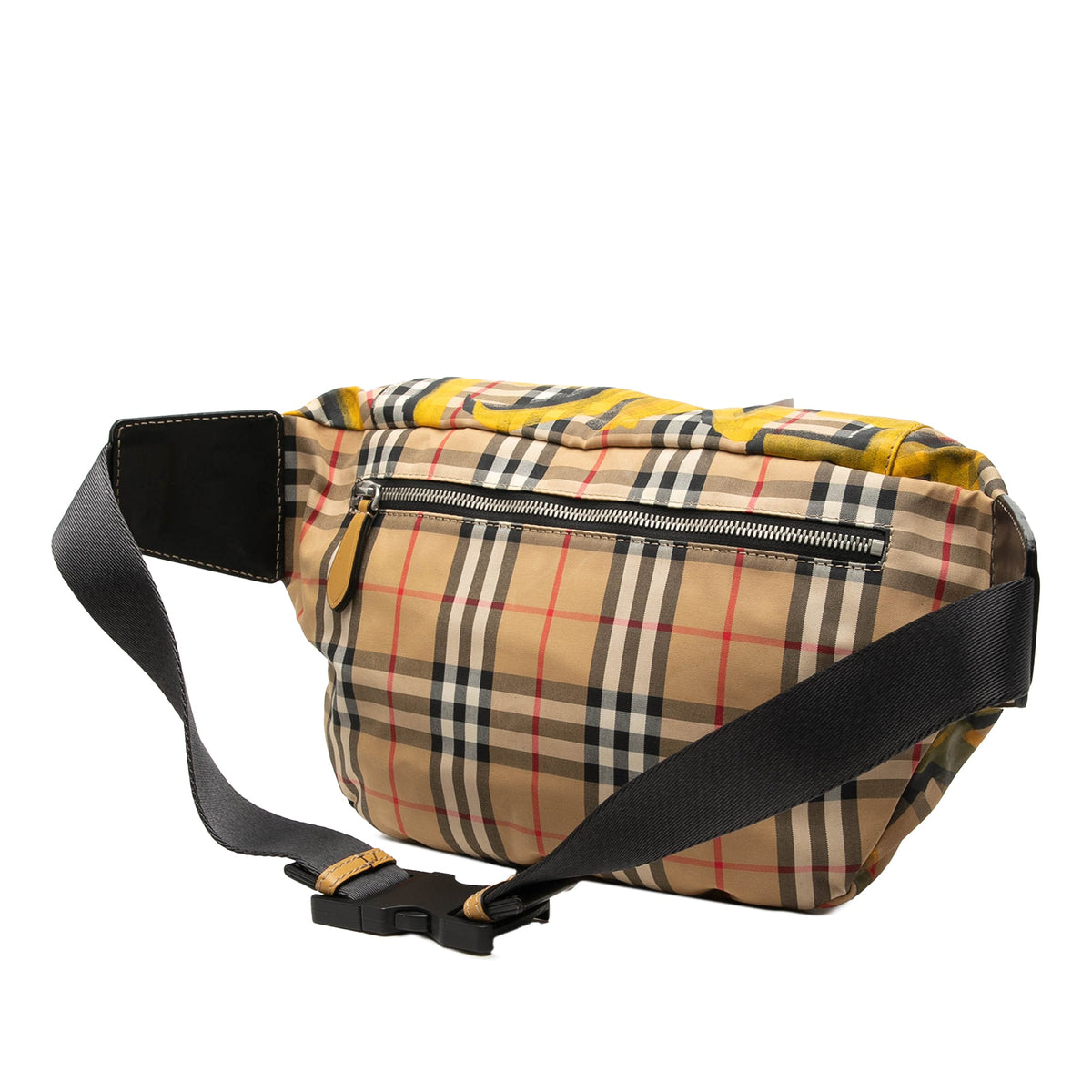 Burberry Large House Check Canvas Graffiti Sony Belt Bag — Beige