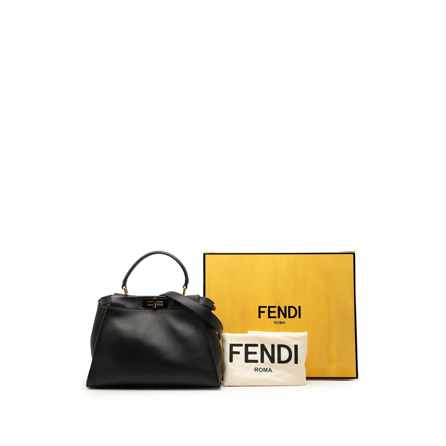 Fendi Medium Leather Selleria Peekaboo Iconic Satchel