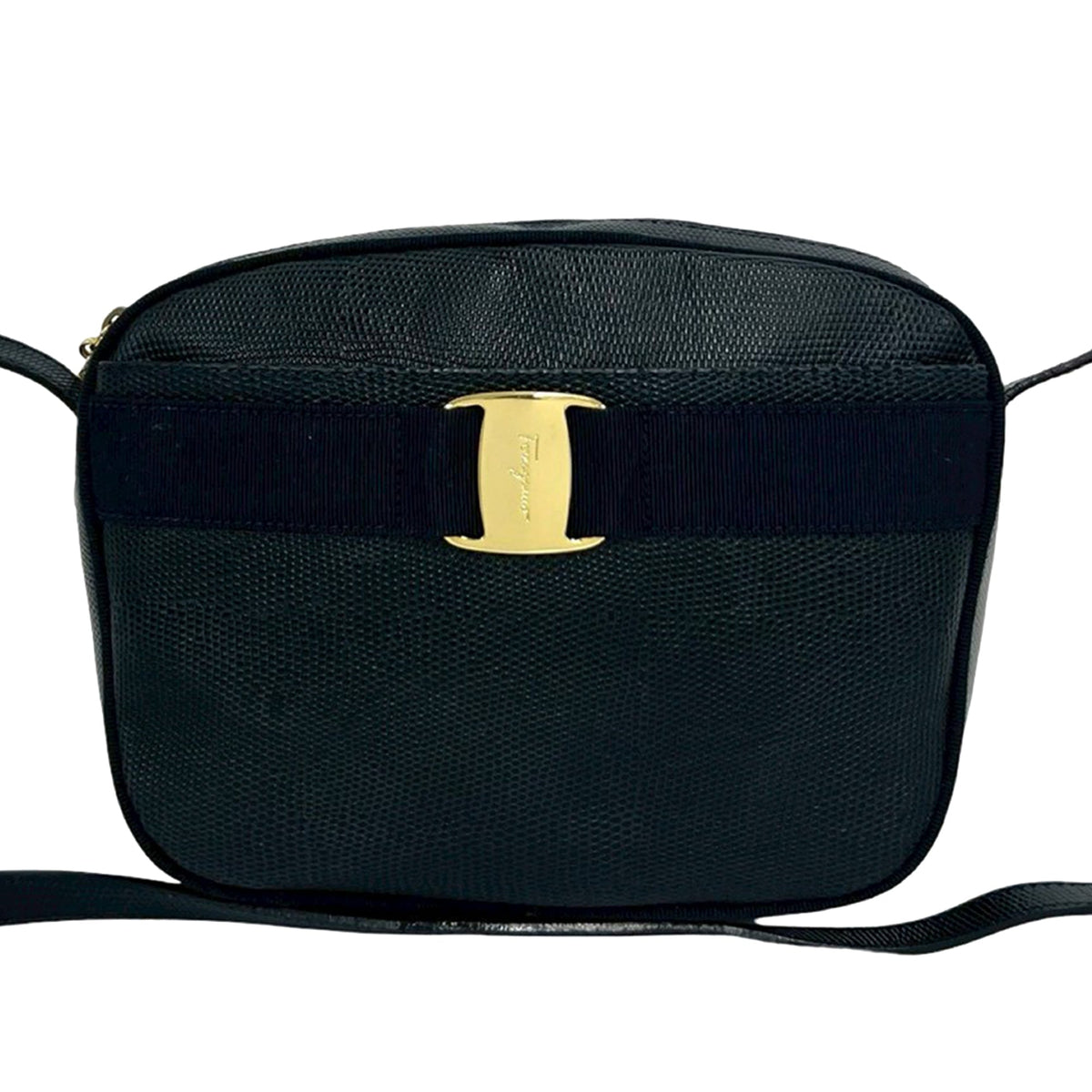 Ferragamo Lizard Embossed Leather Vara Crossbody