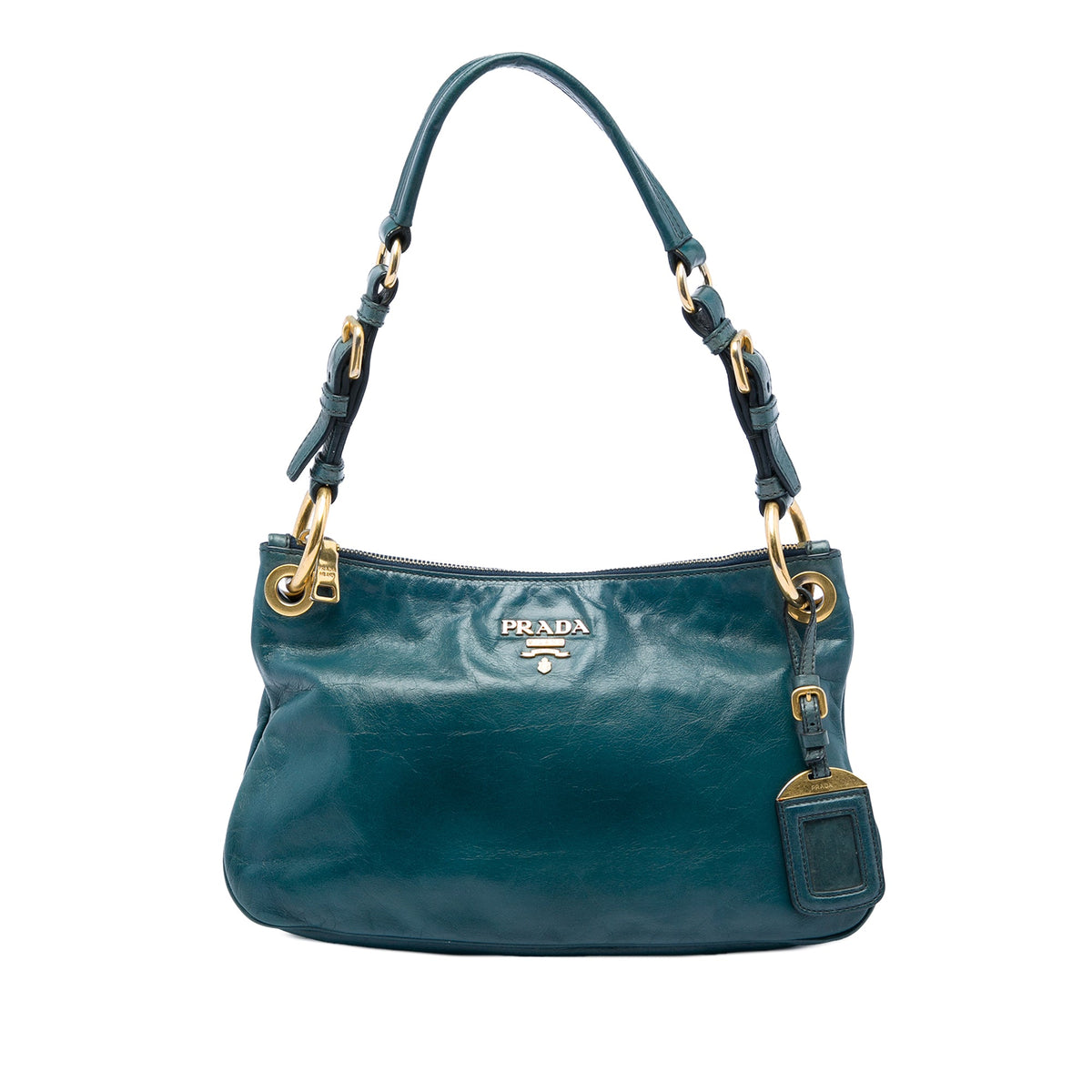 Prada Vitello Shine Shoulder Bag — Blue
