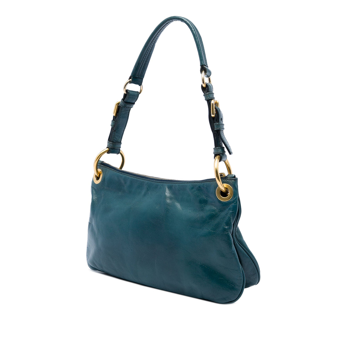Prada Vitello Shine Shoulder Bag — Blue