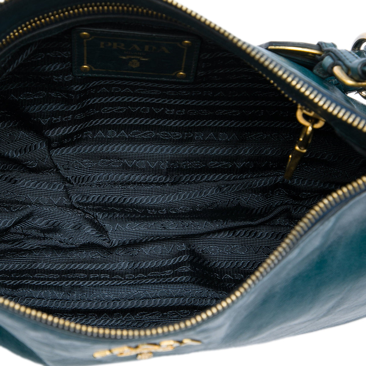 Prada Vitello Shine Shoulder Bag — Blue