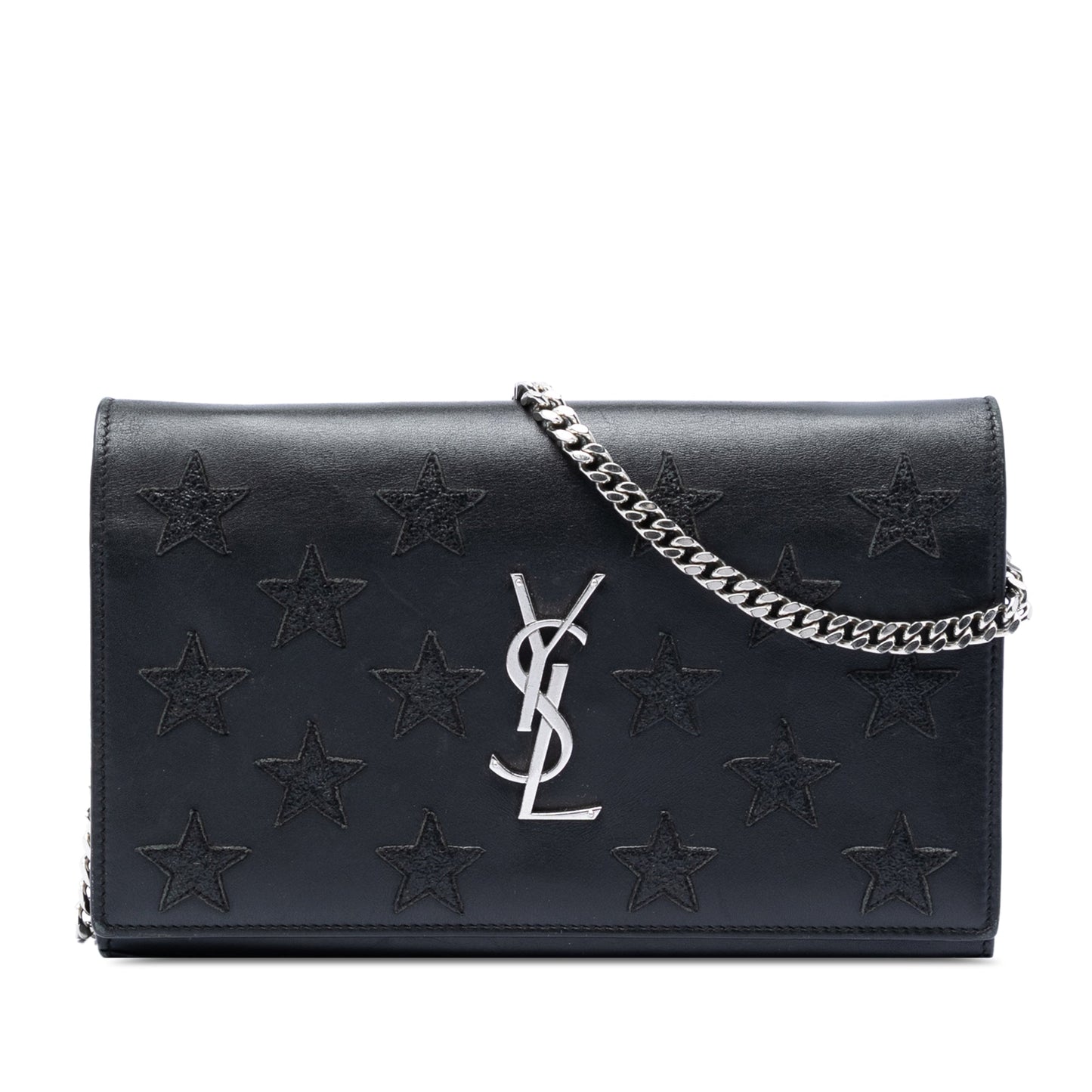 Saint Laurent Calfskin Monogram Star Kate Wallet On Chain
