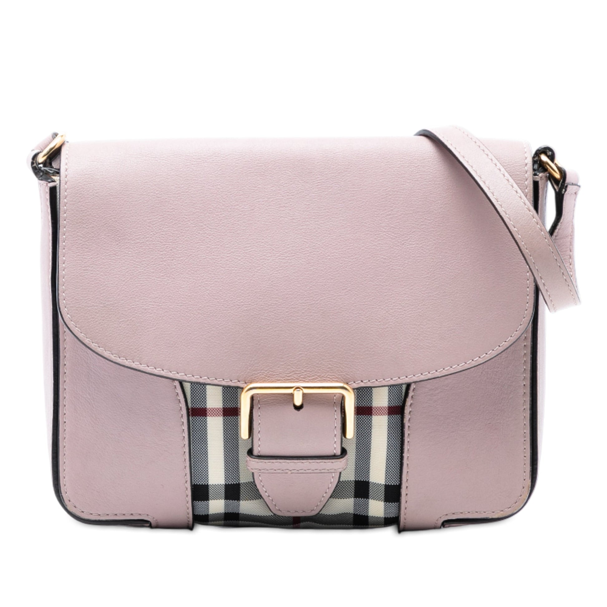 Burberry Small Haymarket Check Trimmed Leather Dickens Crossbody