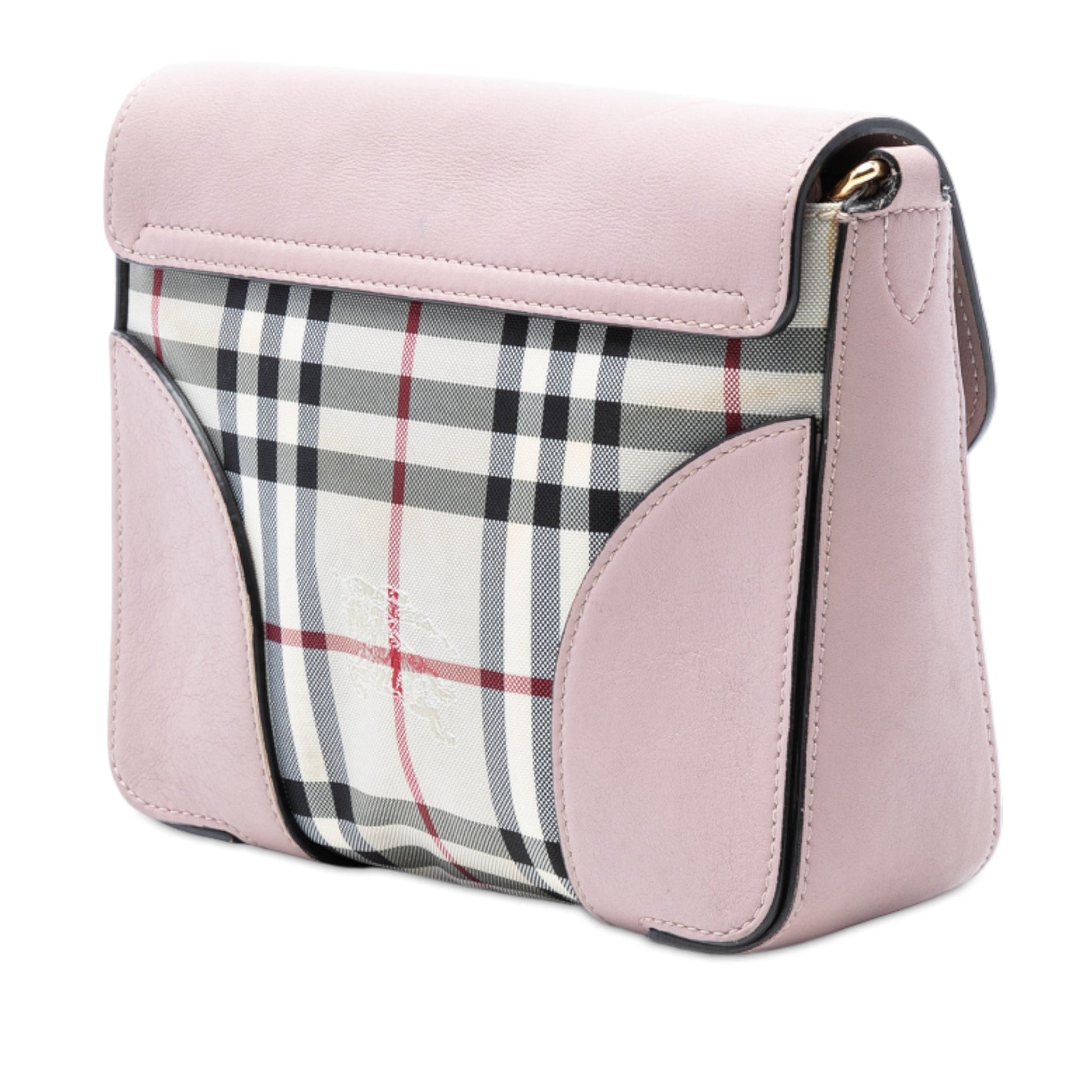 Burberry Small Haymarket Check Trimmed Leather Dickens Crossbody
