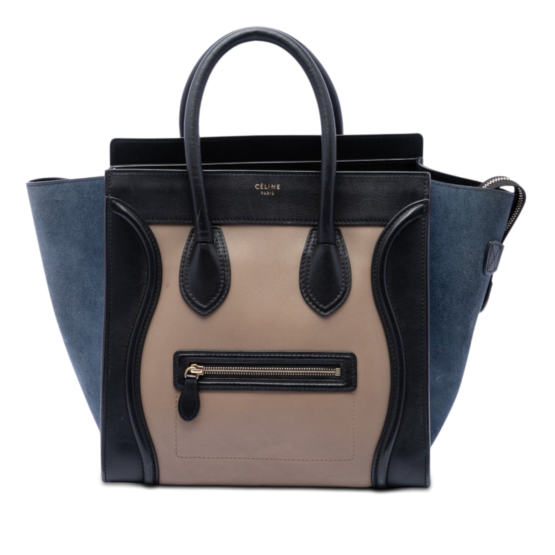 Celine Mini Tricolor Calfskin and Suede Luggage Tote