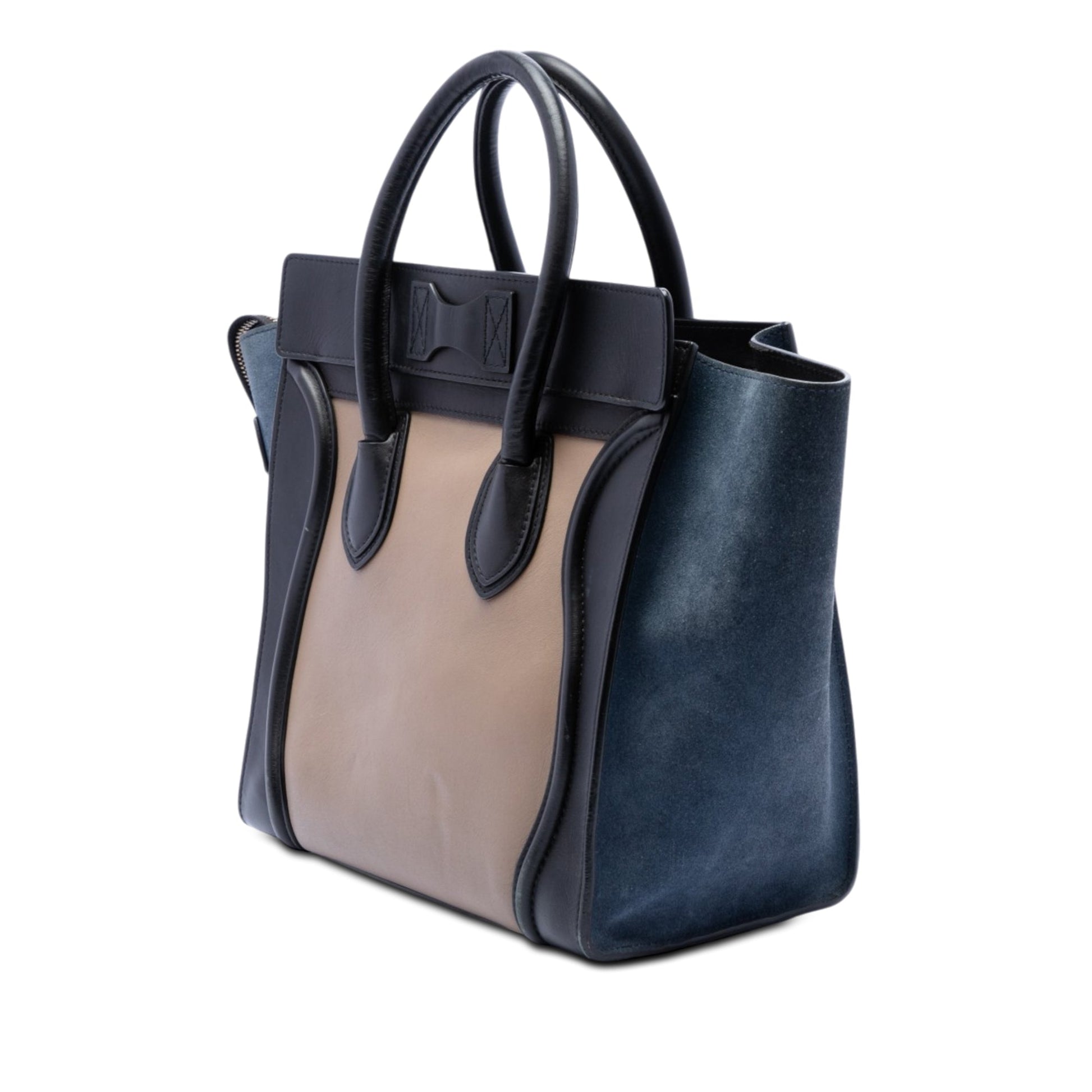 Celine Mini Tricolor Calfskin and Suede Luggage Tote