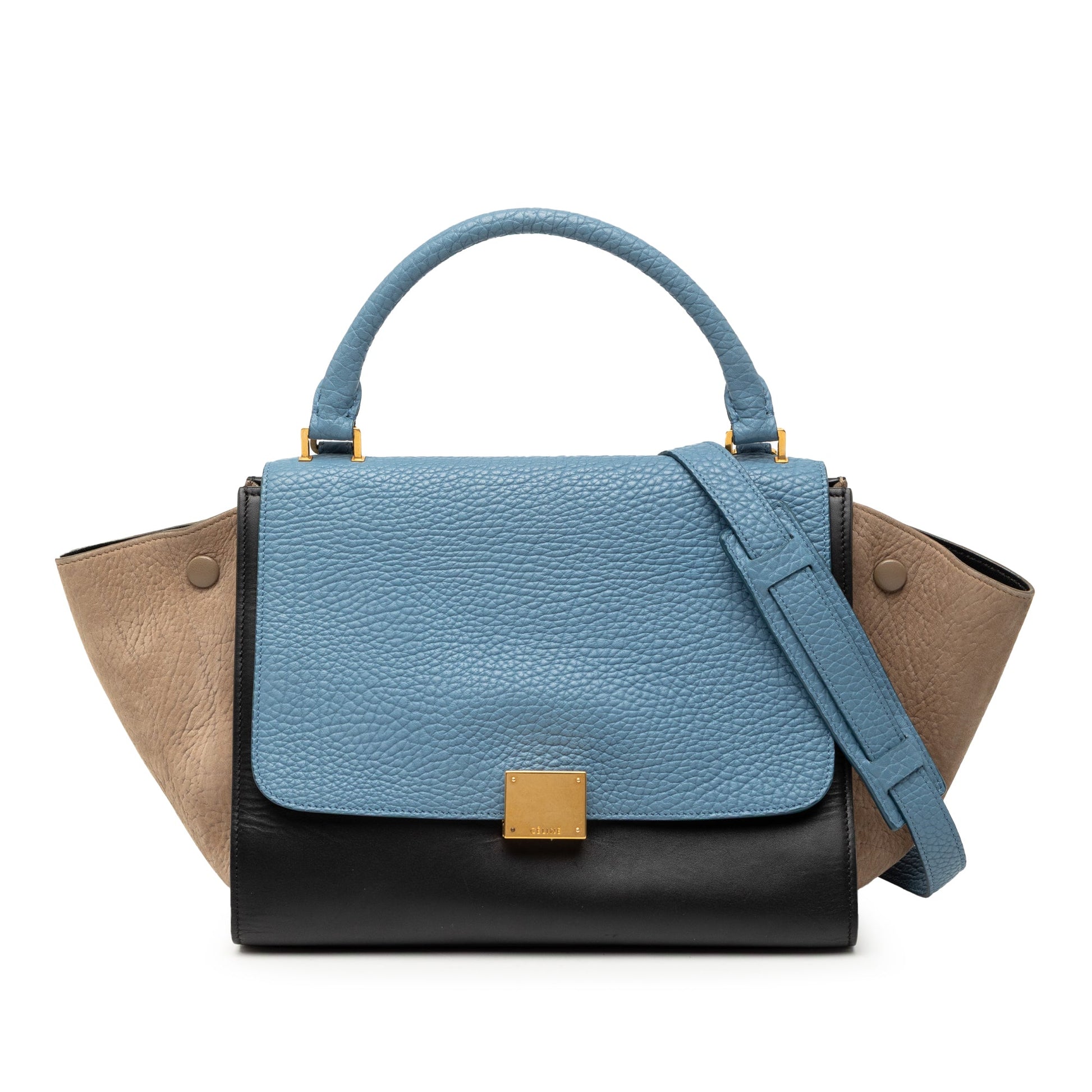 Celine Small Tricolor Leather Trapeze Satchel