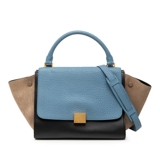 Celine Small Tricolor Leather Trapeze Satchel