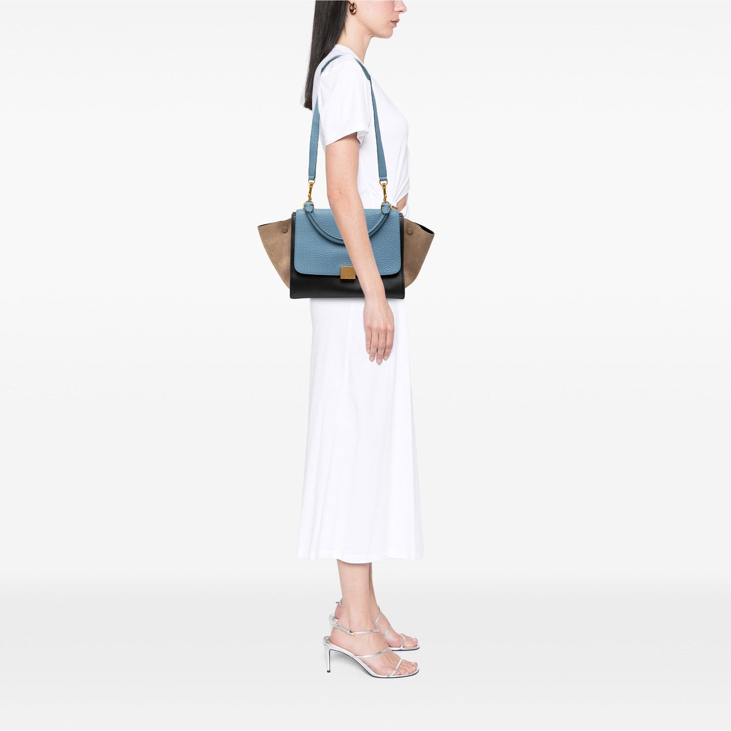 Celine Small Tricolor Leather Trapeze Satchel