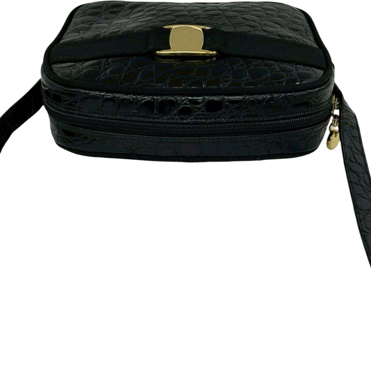 Ferragamo Croc Embossed Leather Vara Crossbody