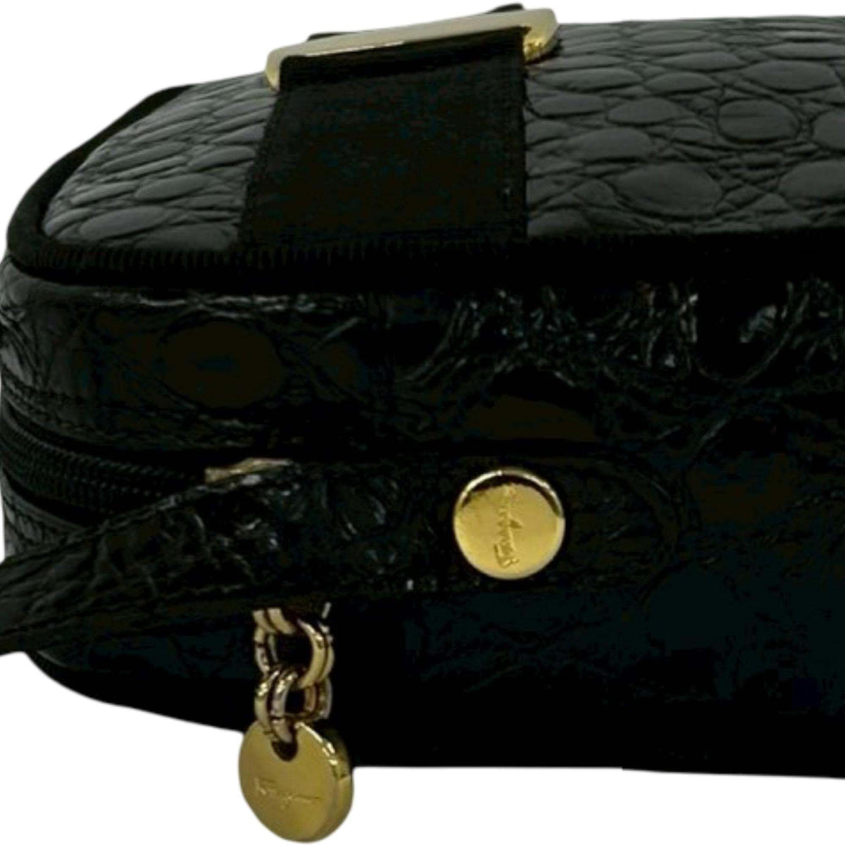 Ferragamo Croc Embossed Leather Vara Crossbody