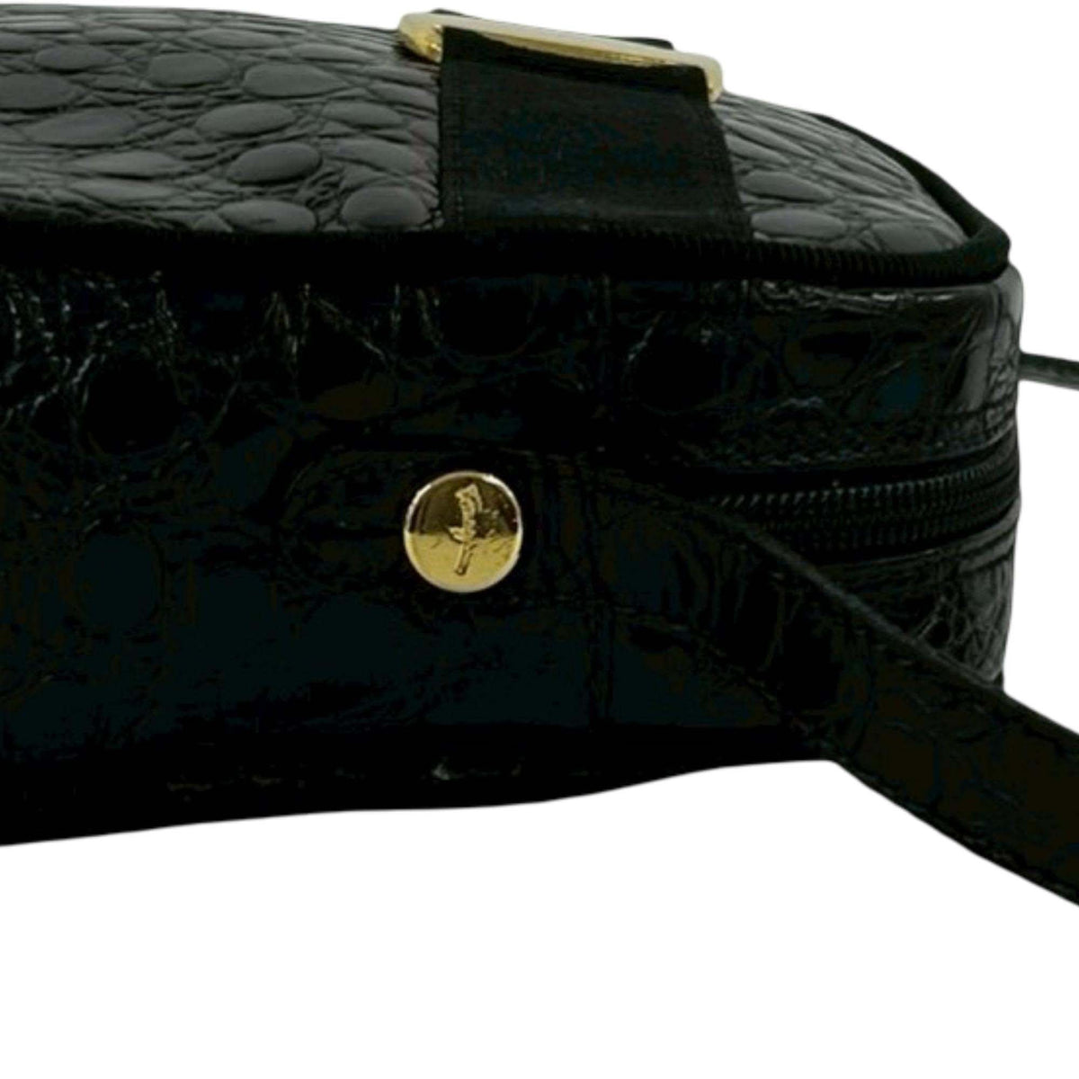 Ferragamo Croc Embossed Leather Vara Crossbody