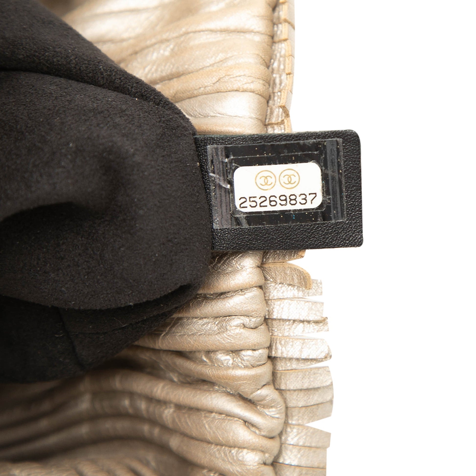 Chanel Small Metallic Calfskin Coco Pleats Drawstring Backpack