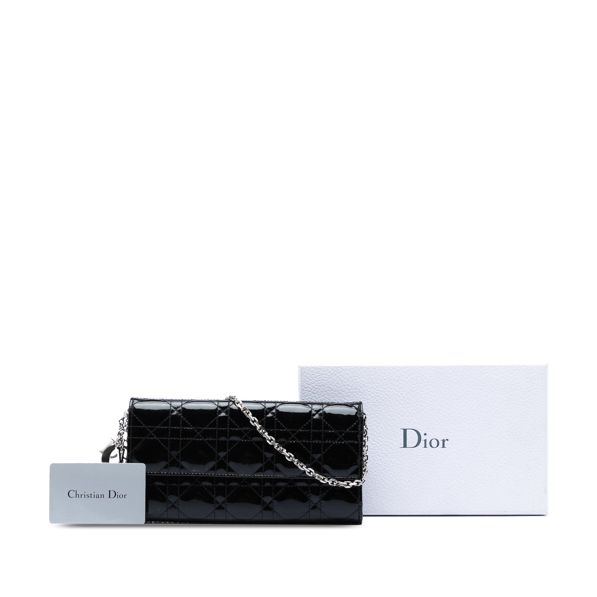 Dior Patent Cannage Lady Dior Wallet On Chain