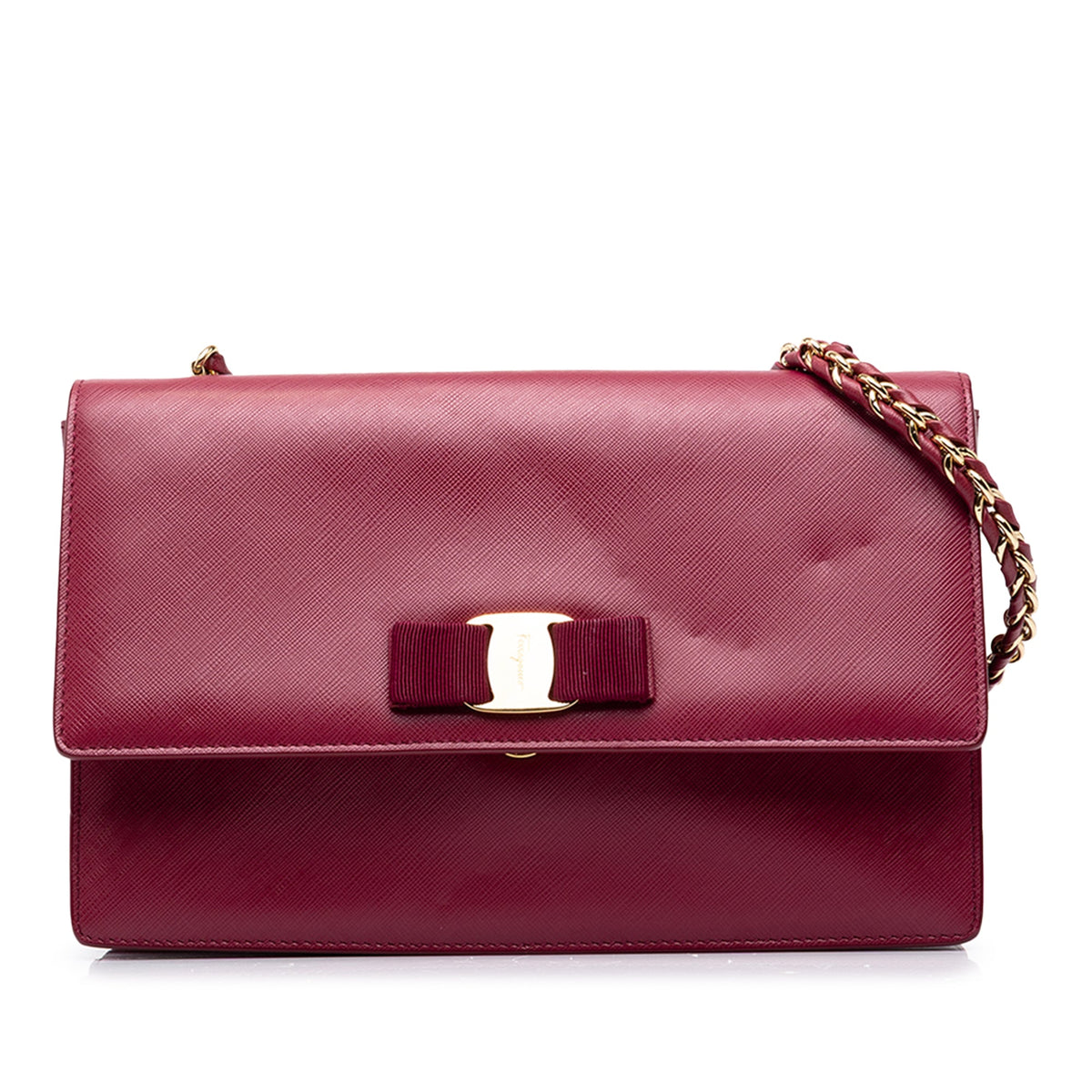 Ferragamo Medium Leather Vara Ginny Crossbody — Red