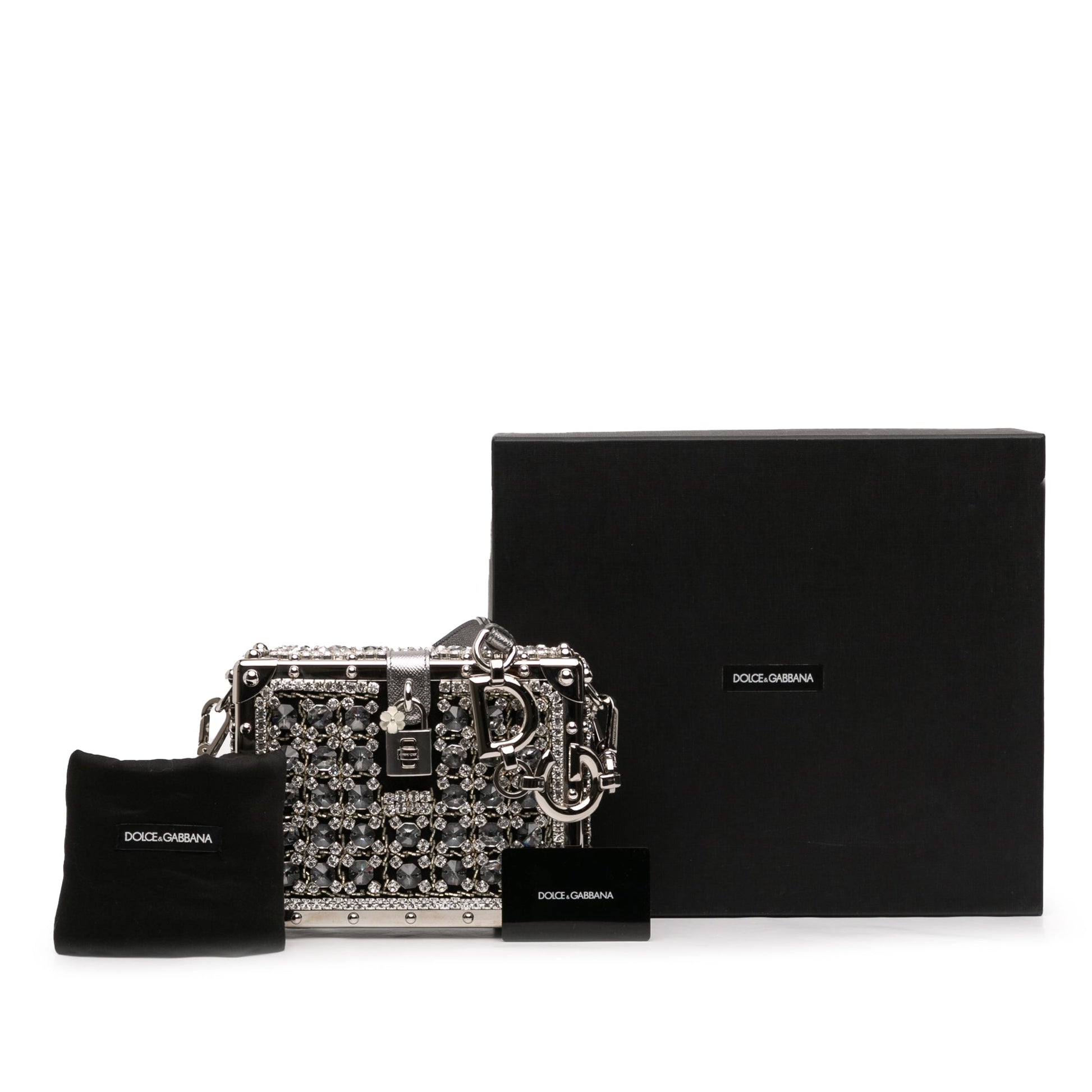 Dolce & Gabbana Rhinestone Embellished Jacquard Dolce Box Bag