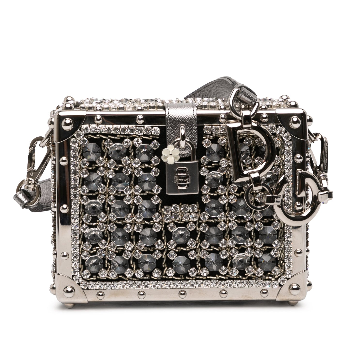 Dolce & Gabbana Rhinestone Embellished Jacquard Dolce Box Bag