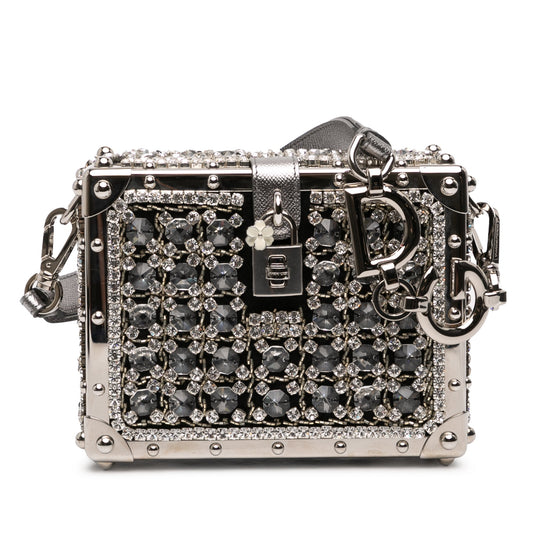 Dolce & Gabbana Rhinestone Embellished Jacquard Dolce Box Bag