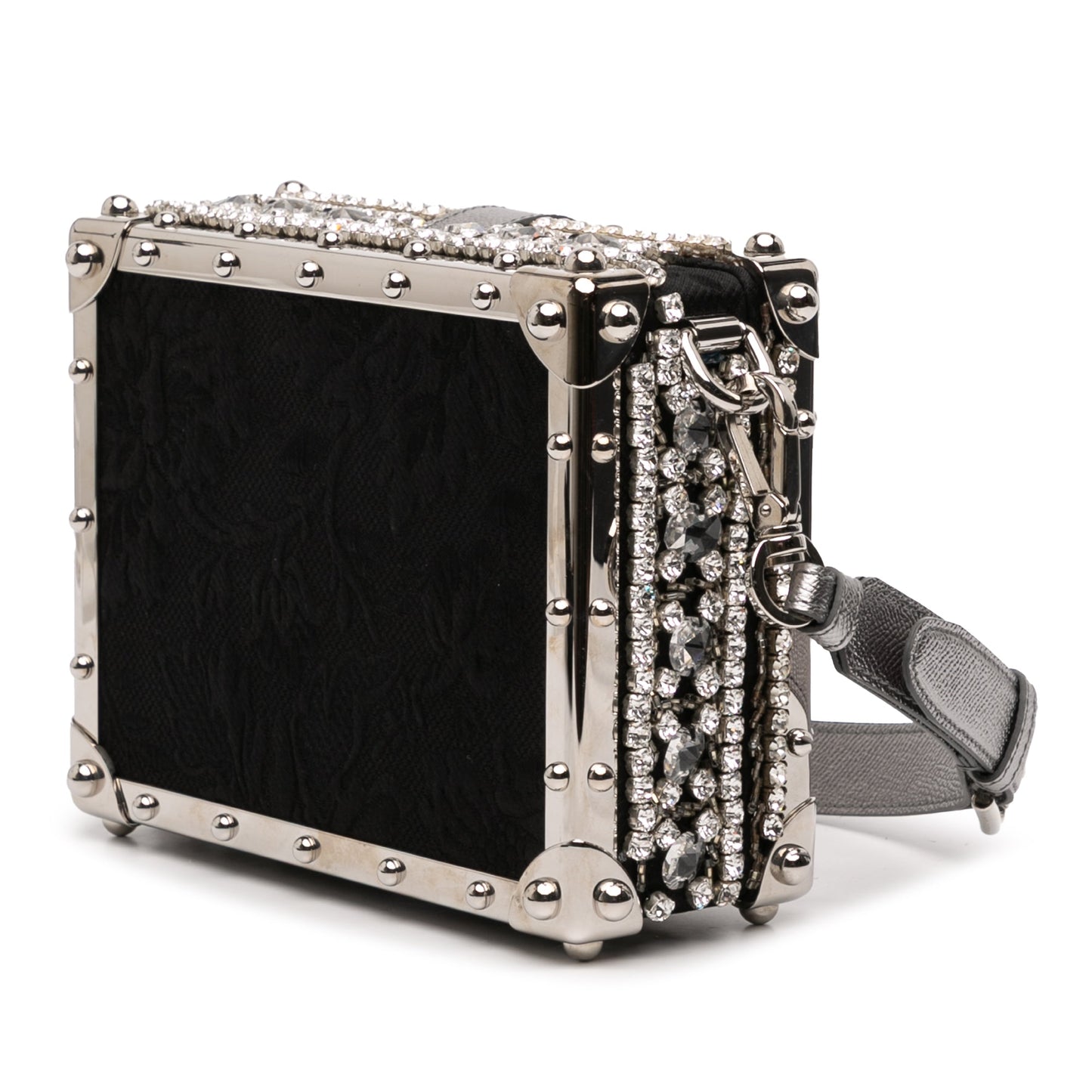 Dolce & Gabbana Rhinestone Embellished Jacquard Dolce Box Bag
