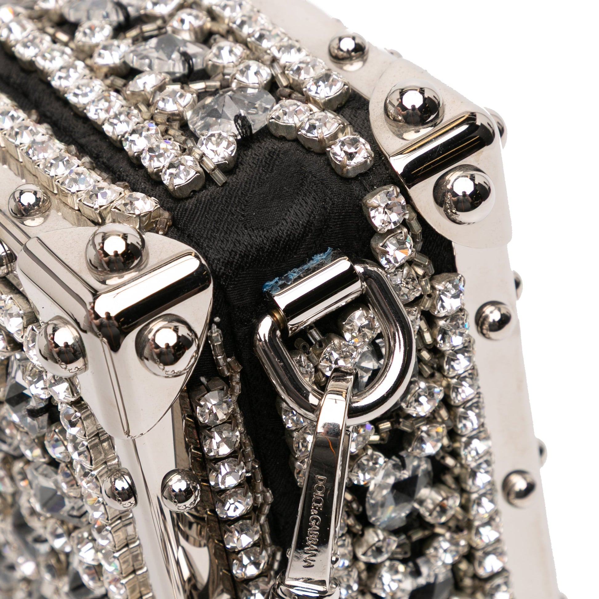 Dolce & Gabbana Rhinestone Embellished Jacquard Dolce Box Bag