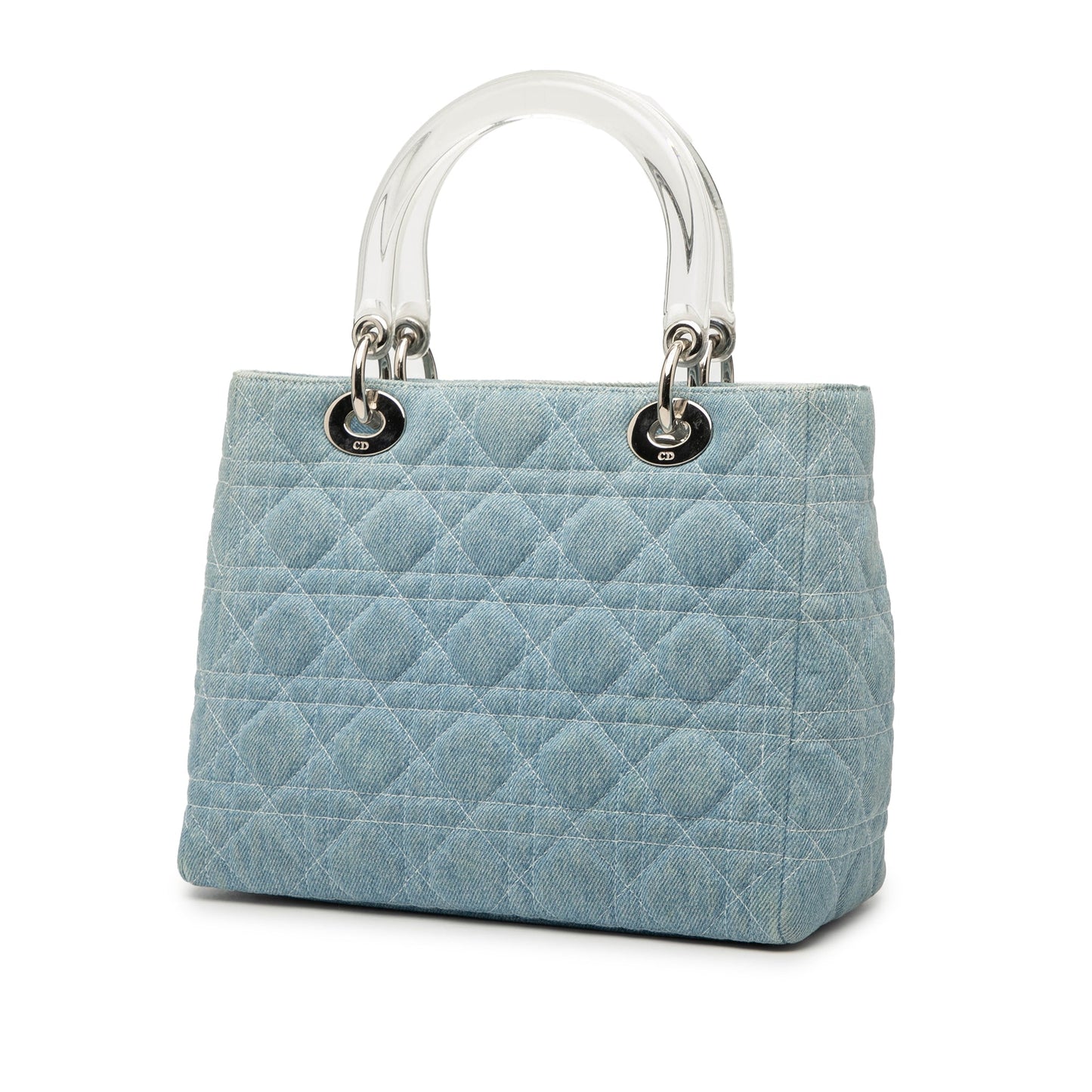 Dior Medium Denim Cannage Acrylic Handles Lady Dior