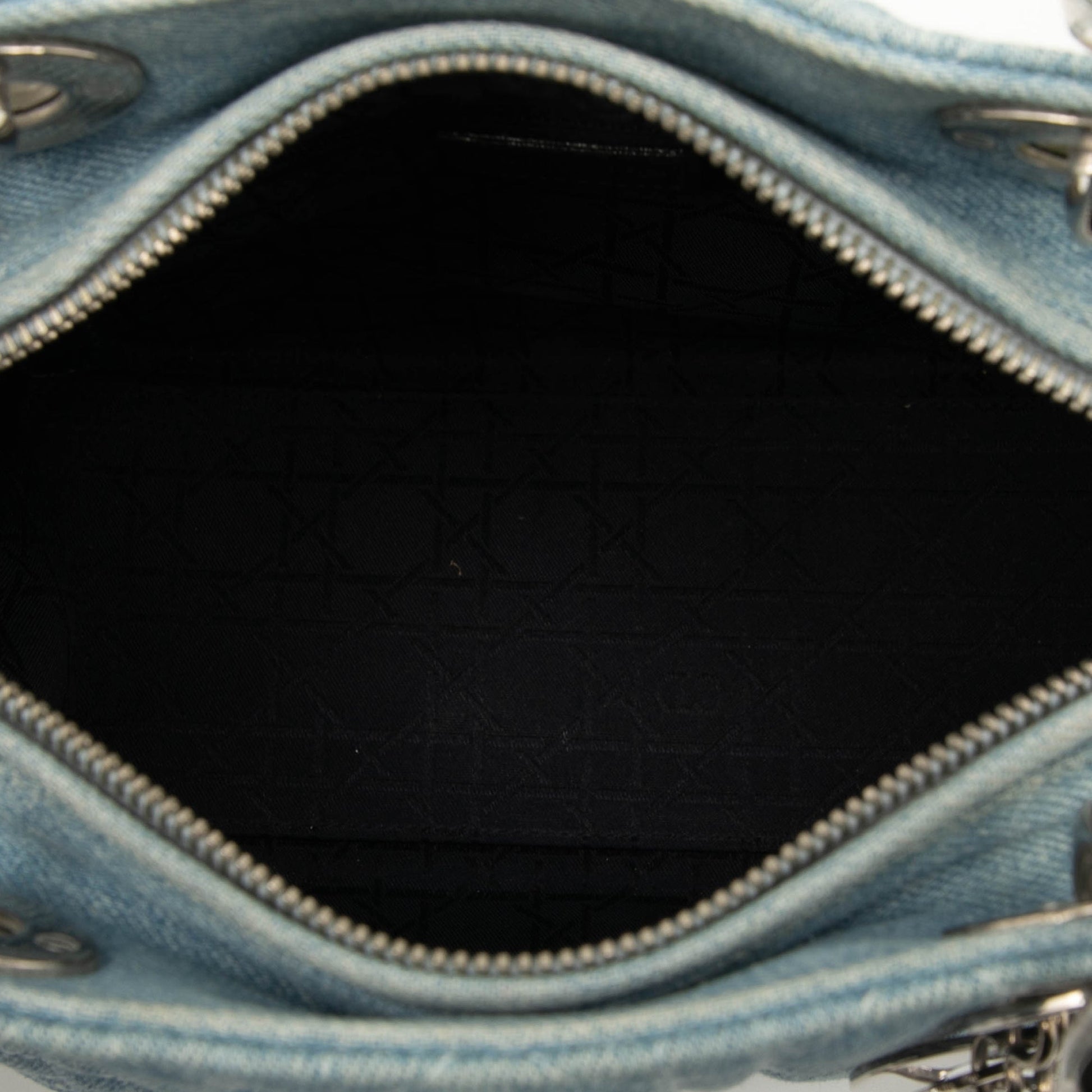 Dior Medium Denim Cannage Acrylic Handles Lady Dior