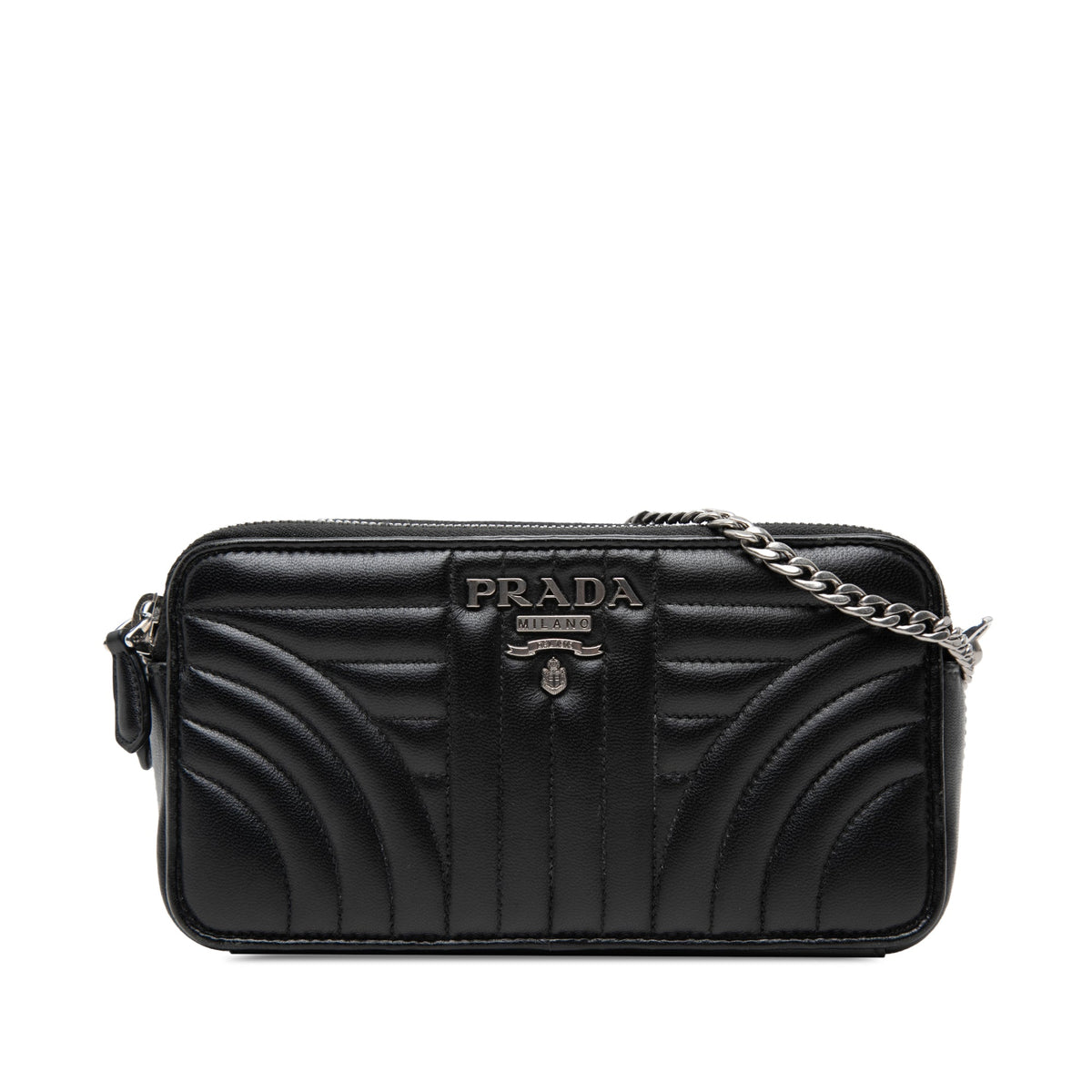 Prada Mini Soft Calf Impunture Diagramme Double Zip Crossbody