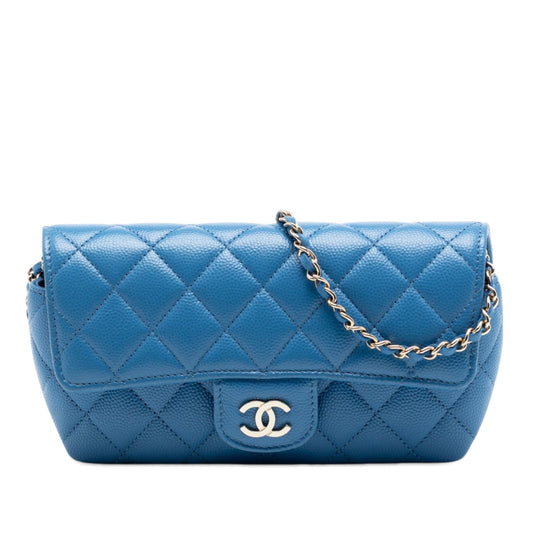 Chanel CC Quilted Caviar Sunglasses Case with Chain