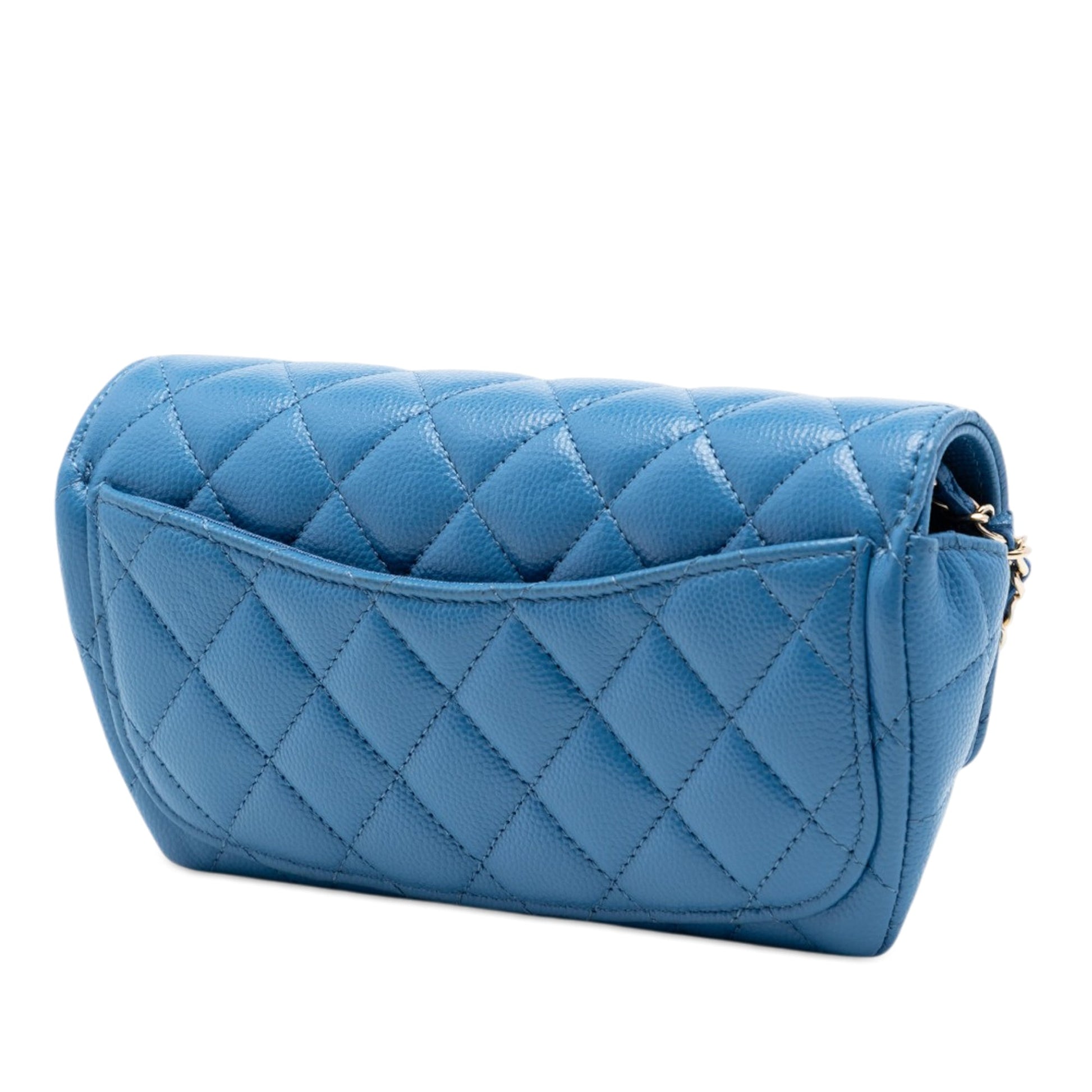Chanel CC Quilted Caviar Sunglasses Case with Chain