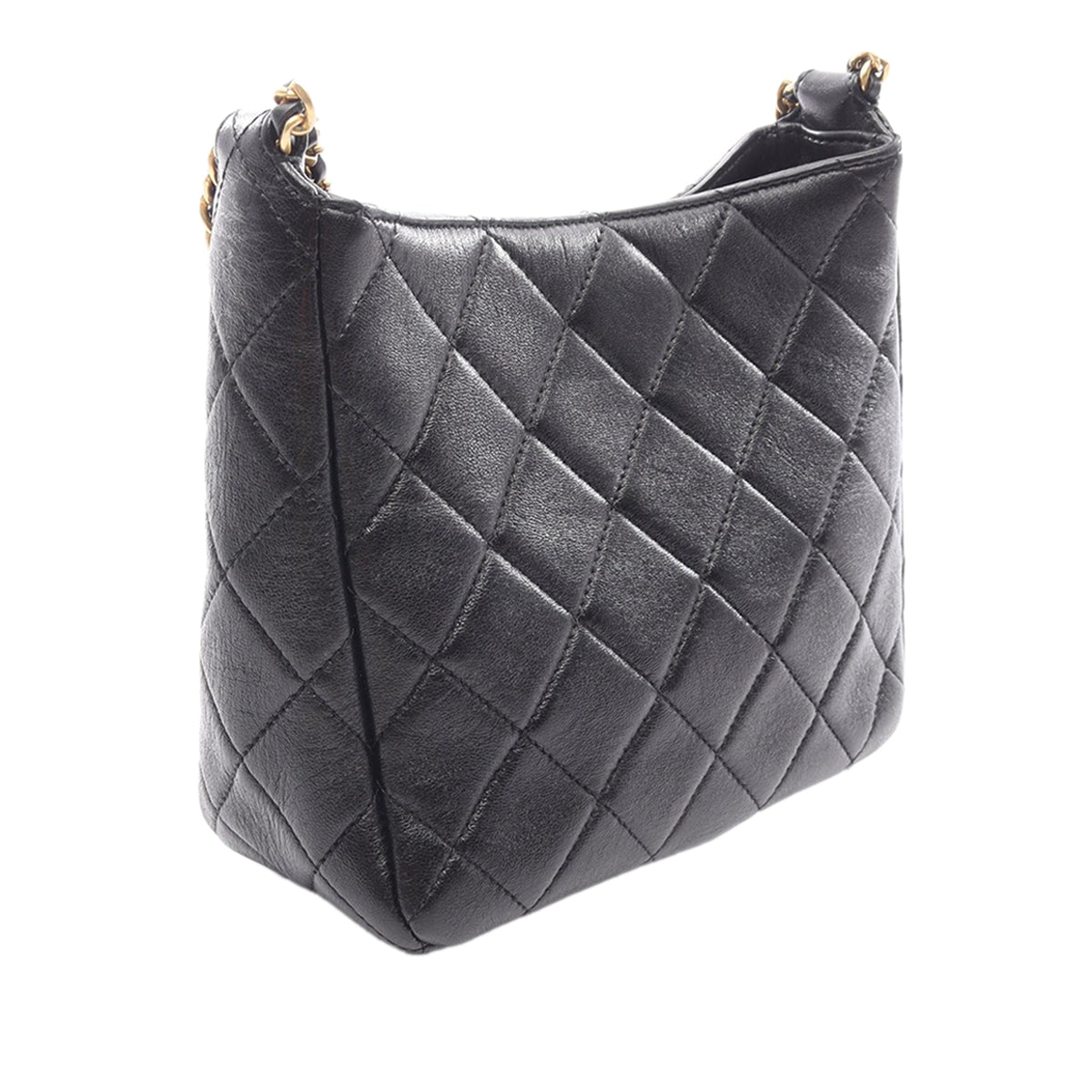 Chanel Quilted Lambskin Multi Chain Hobo — Black