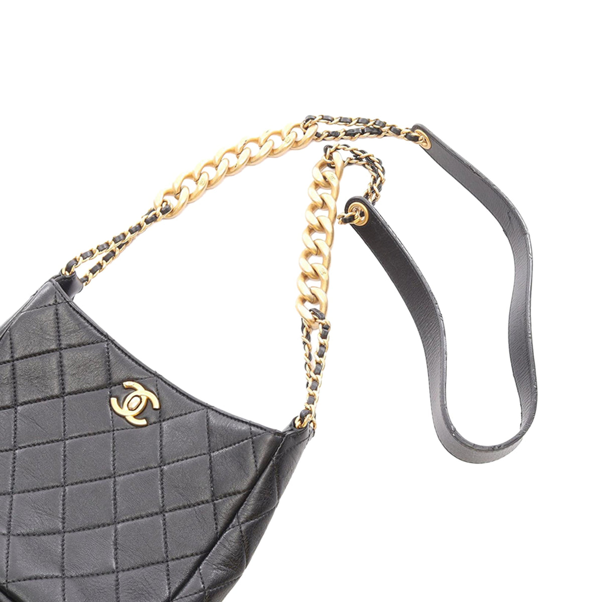Chanel Quilted Lambskin Multi Chain Hobo — Black