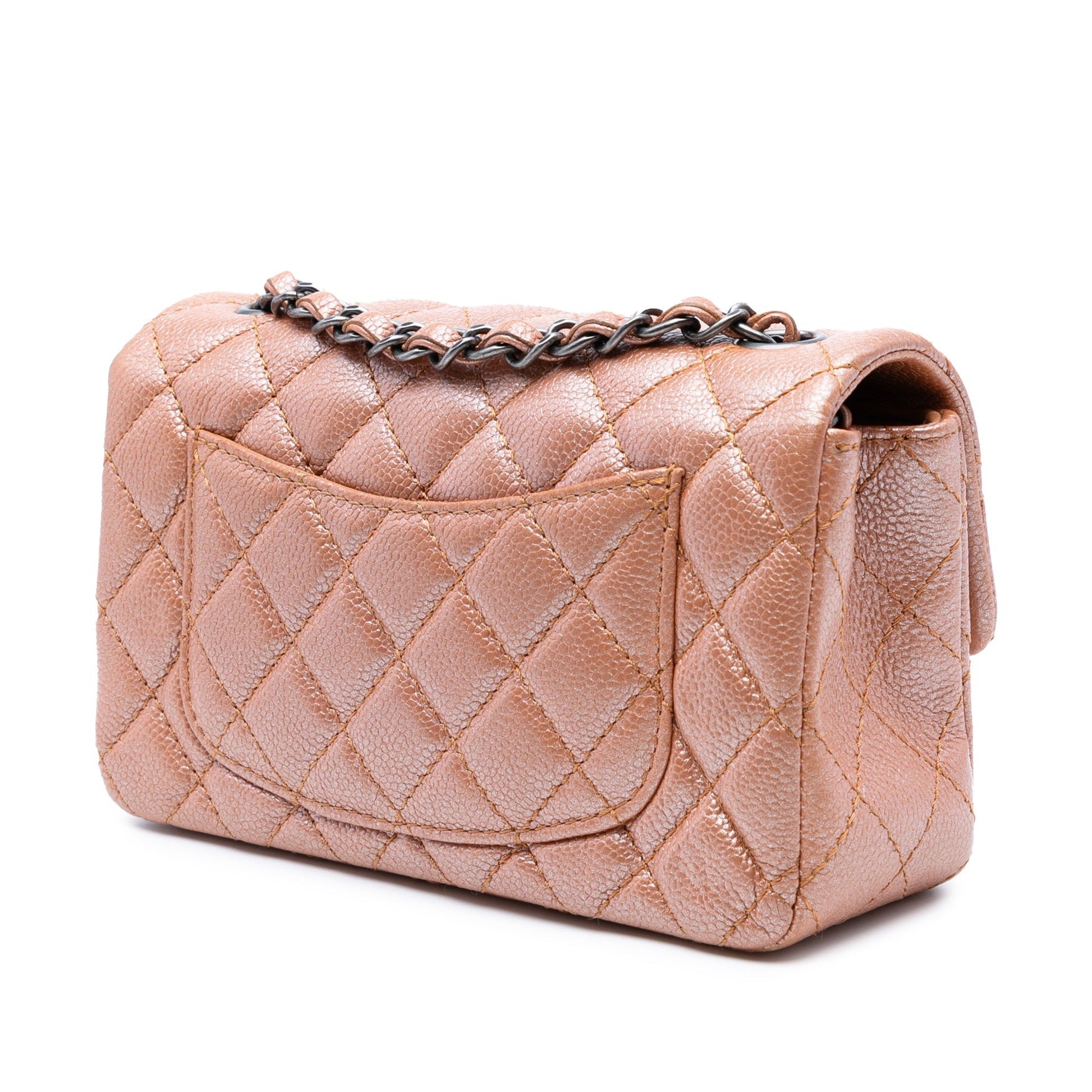 Chanel Mini Rectangular Classic Metallic Caviar Single Flap