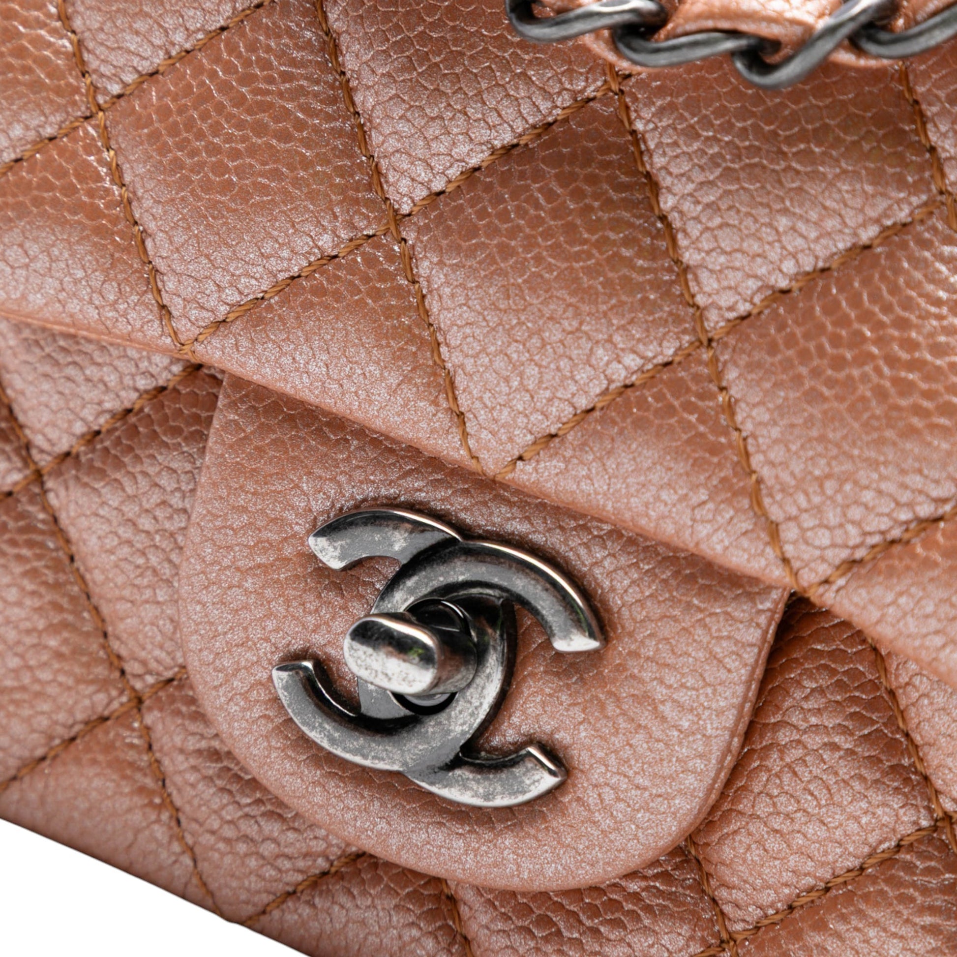 Chanel Mini Rectangular Classic Metallic Caviar Single Flap