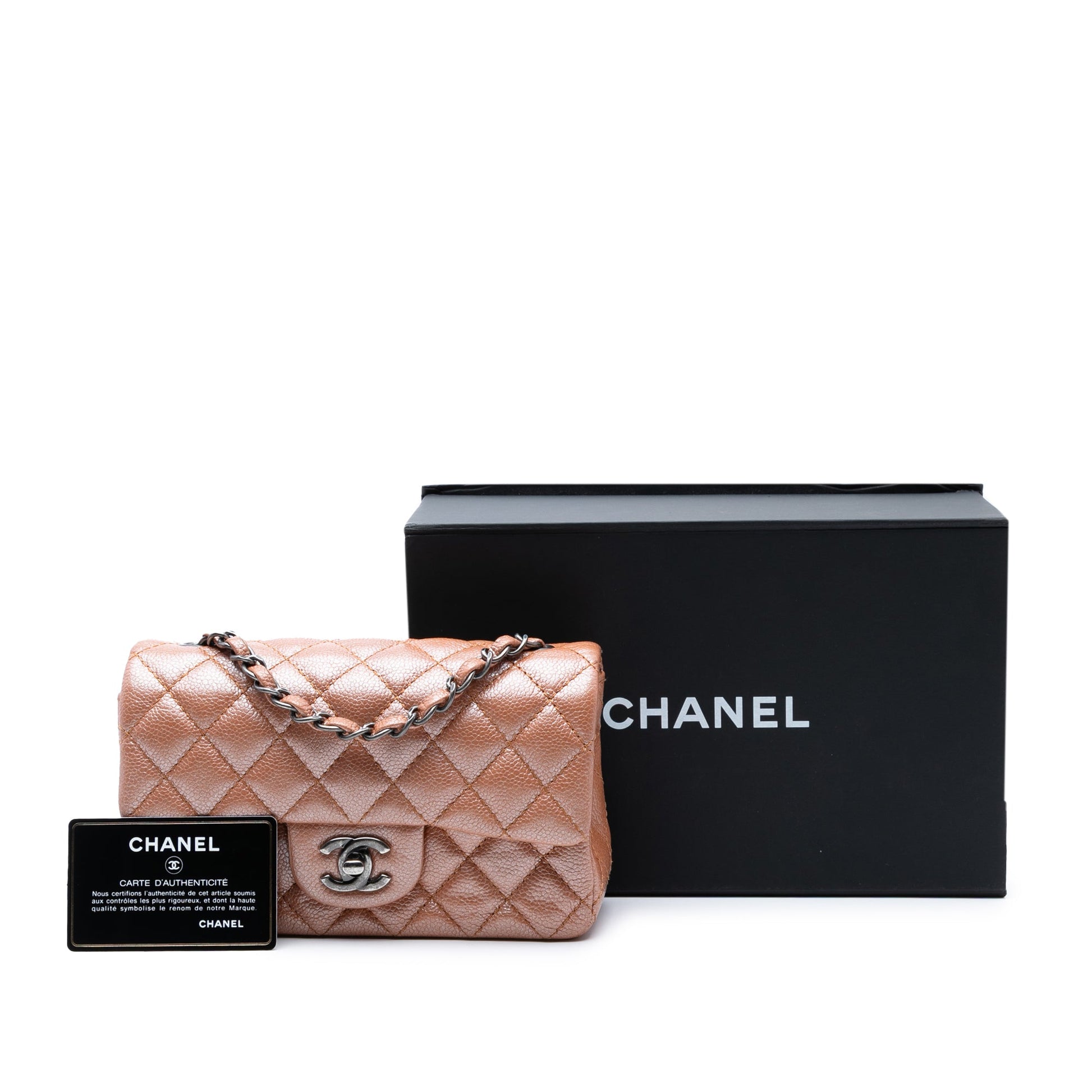 Chanel Mini Rectangular Classic Metallic Caviar Single Flap